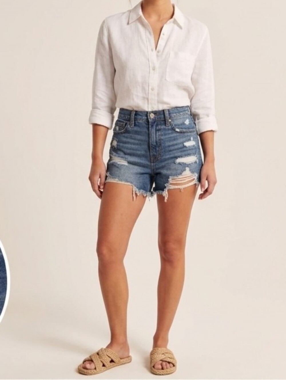 Abercrombie & Fitch Curve Love High Rise Denim Shorts 27/4